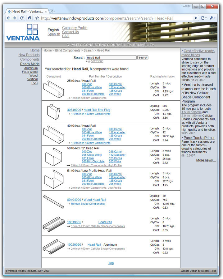 Ventana, Components Search